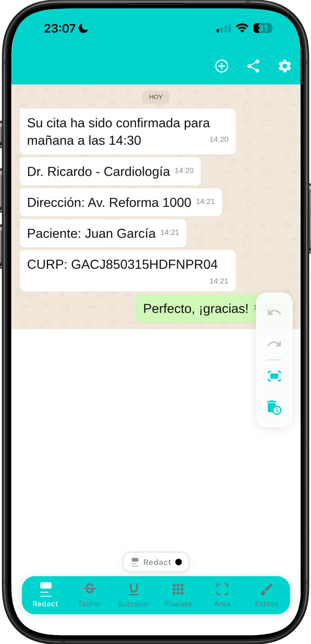 Ocultar texto sensible al instante