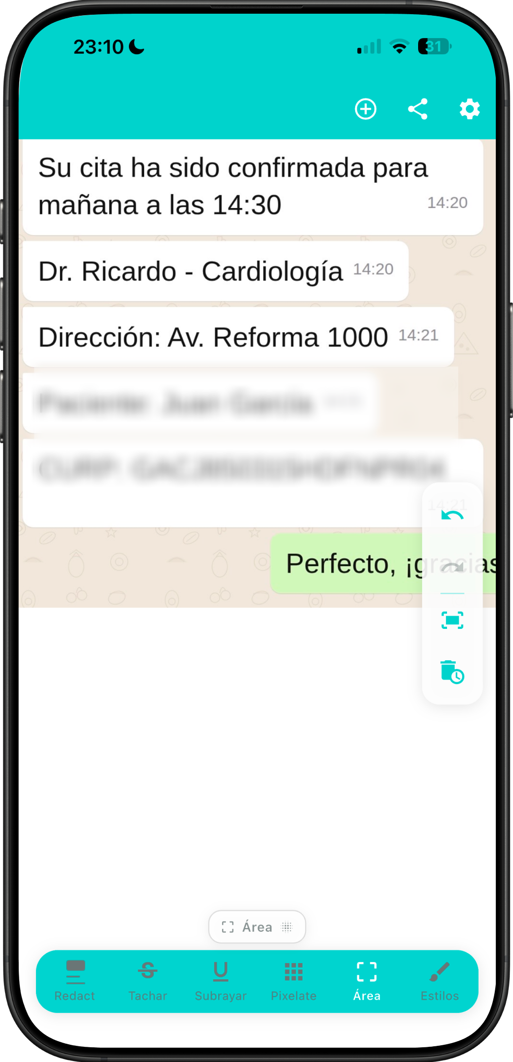 Desenfocar información privada en el documento
