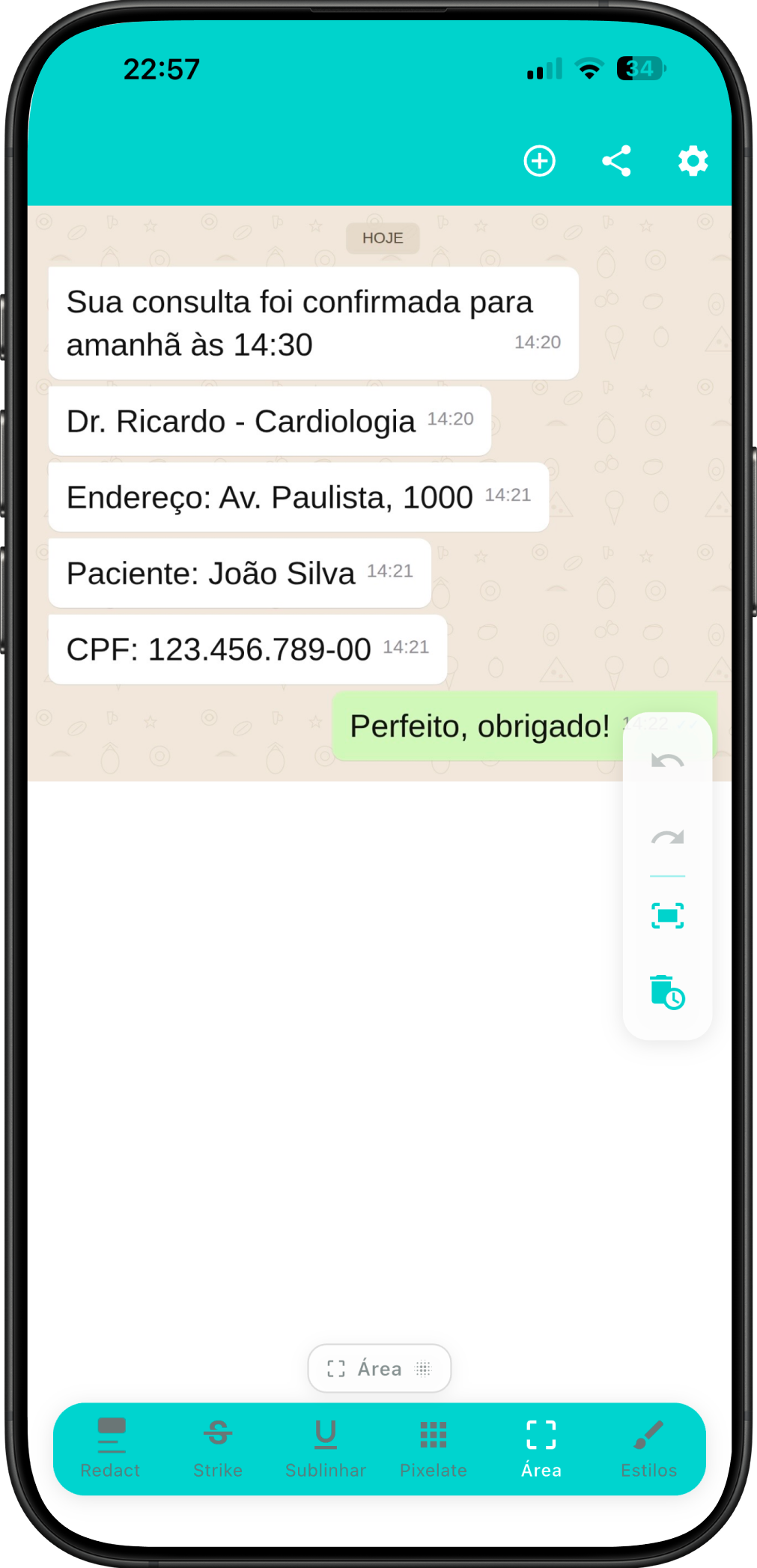 Ocultar texto sensível instantaneamente