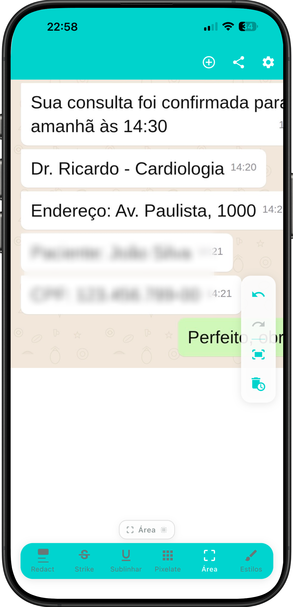 Desfocar informações privadas no documento